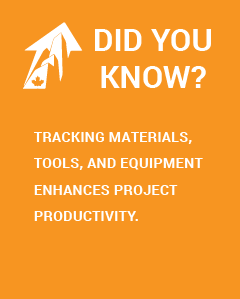 Did you know? Tracking materials, tools, and equipment enhances project productivity. 
