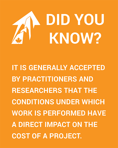 Did you know? It is generally accepted by practitioners and researchers that the conditions under which work is performed have a direct impact on the cost of a project. 