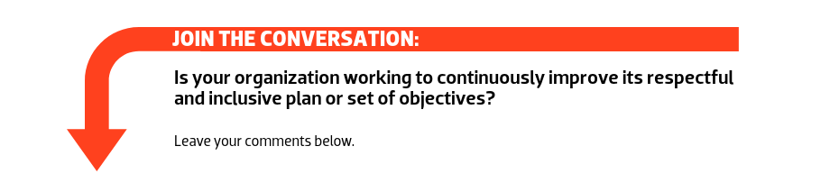 Join the conversation: Is your organization working to continuously improve its respectful and inclusive plan or set of objectives?