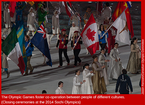 The Olympic Games foster co-operation between people of different cultures.