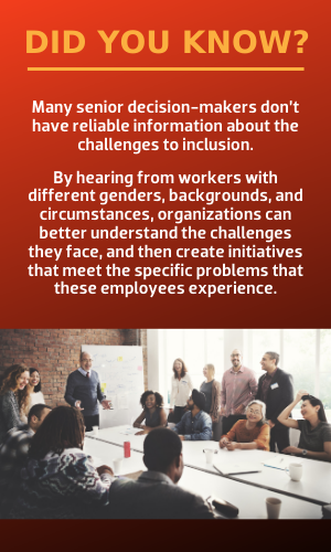Many senior decision-makers don’t have reliable information about the challenges to inclusion.