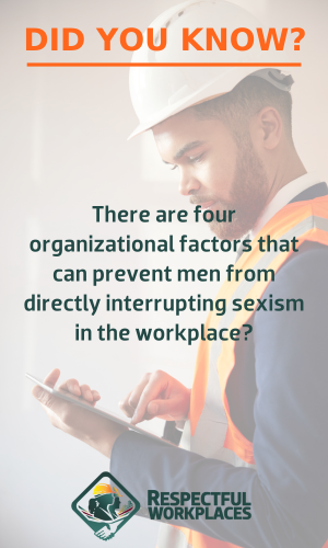 Did you know there are four organizational factors that can prevent men from directly interrupting sexism in the workplace?